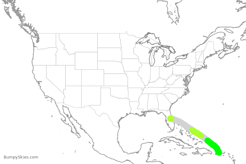 Turbulence forecast map for FFT1824, MCO to JSJ