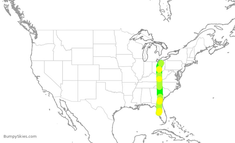 Turbulence forecast map for FFT1831, CLE to TPA