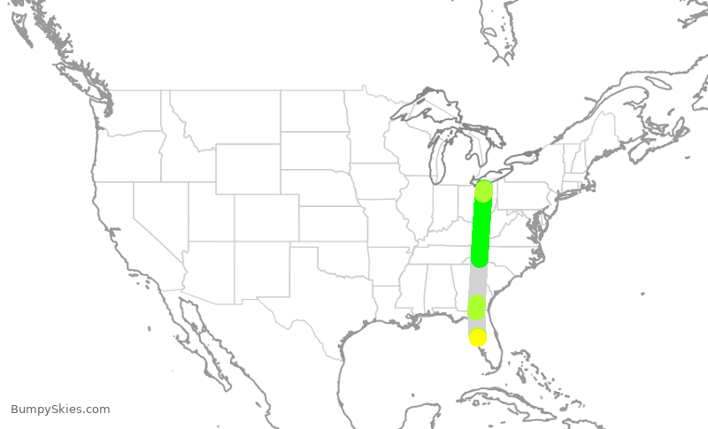 Turbulence forecast map for FFT1832, TPA to CLE