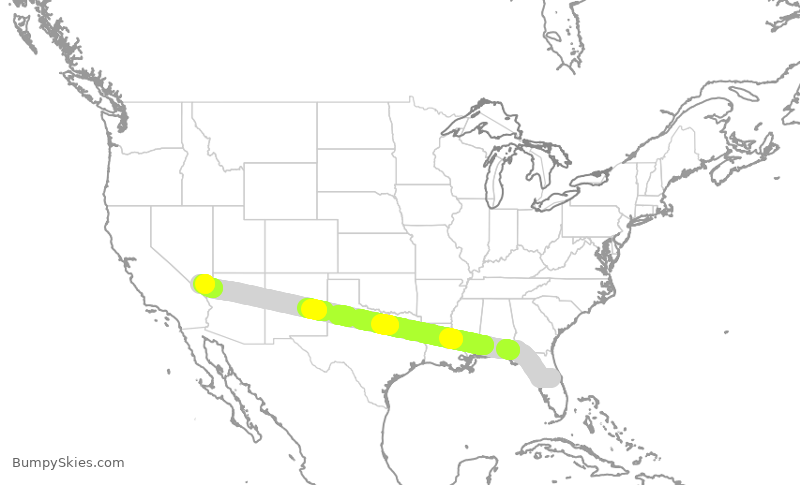 Turbulence forecast map for FFT1875, MCO to LAS