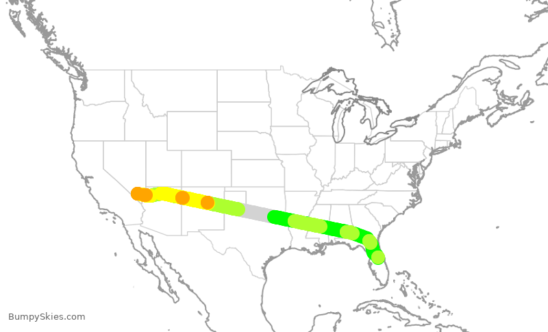 Turbulence forecast map for FFT1876, LAS to MCO