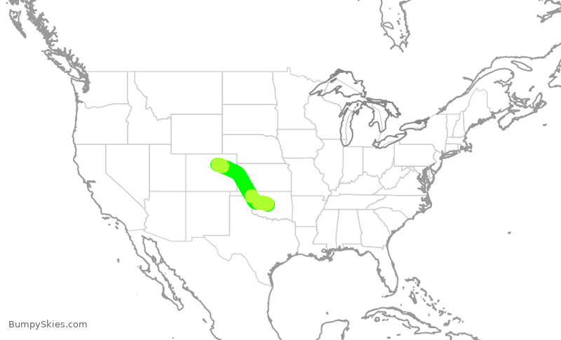 Turbulence forecast map for FFT1928, DEN to OKC