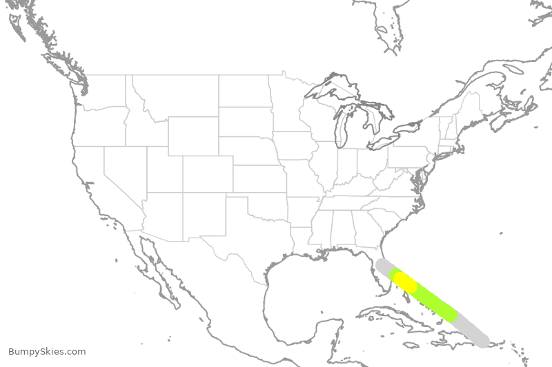 Turbulence forecast map for FFT1954, MCO to JBQ