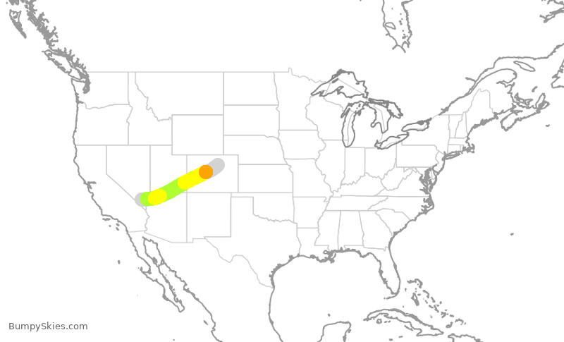 Turbulence forecast map for FFT1994, LAS to DEN