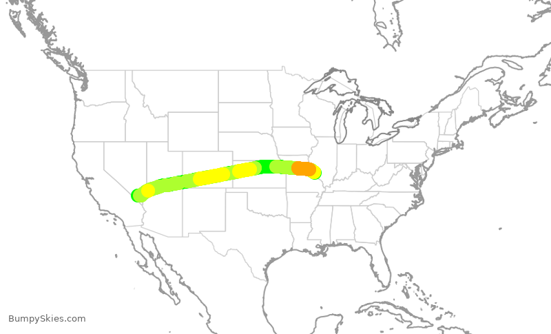 Turbulence forecast map for FFT2017, STL to LAS