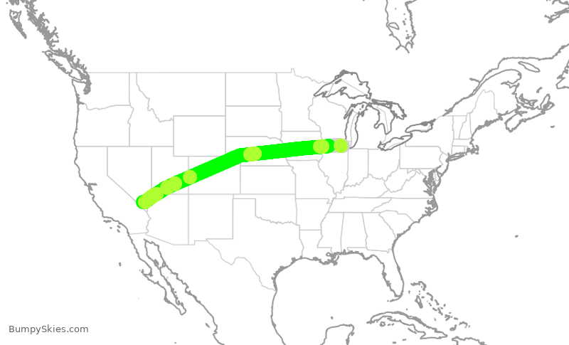 Turbulence forecast map for FFT2145, ORD to LAS
