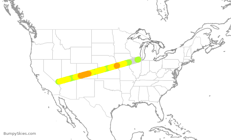 Turbulence forecast map for FFT2146, LAS to ORD