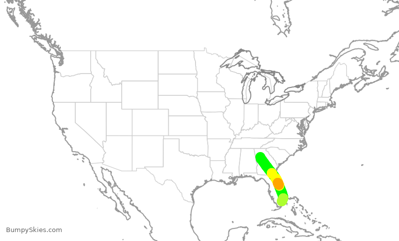 Turbulence forecast map for FFT2174, ATL to FLL