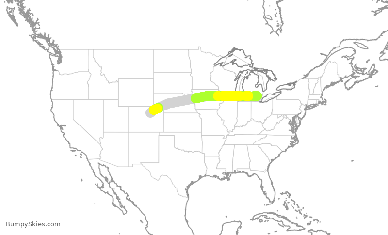 Turbulence forecast map for FFT2211, DTW to DEN