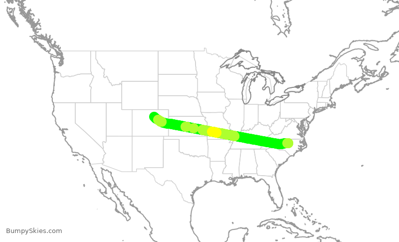 Turbulence forecast map for FFT2225, RDU to DEN