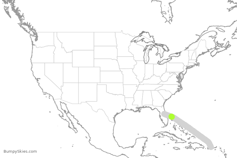 Turbulence forecast map for FFT2250, MCO to SJU