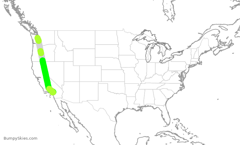Turbulence forecast map for FFT2276, SEA to ONT