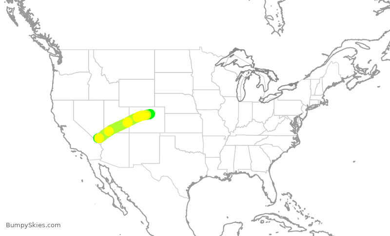 Turbulence forecast map for FFT2285, DEN to LAS