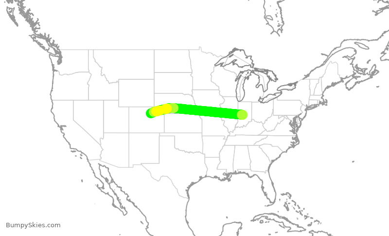 Turbulence forecast map for FFT2347, IND to DEN