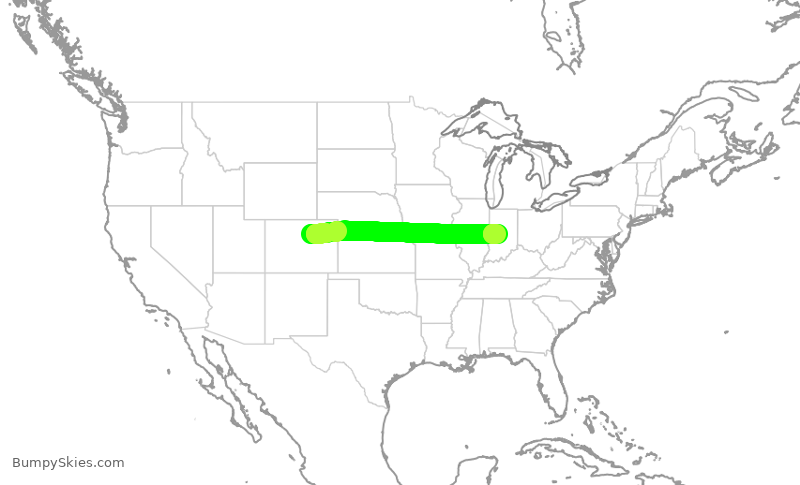 Turbulence forecast map for FFT2348, DEN to IND