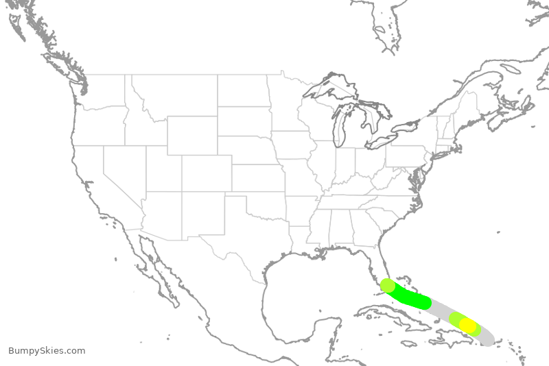 Turbulence forecast map for FFT2383, SJU to MIA