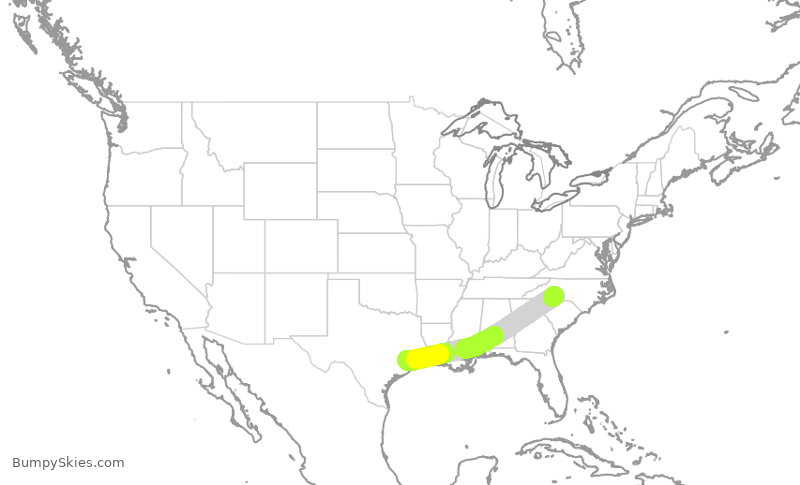Turbulence forecast map for FFT2396, IAH to CLT