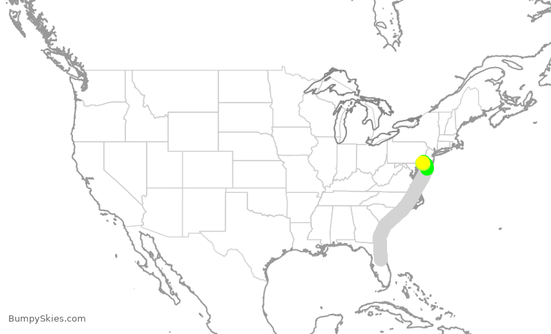 Turbulence forecast map for FFT2416, MCO to PHL