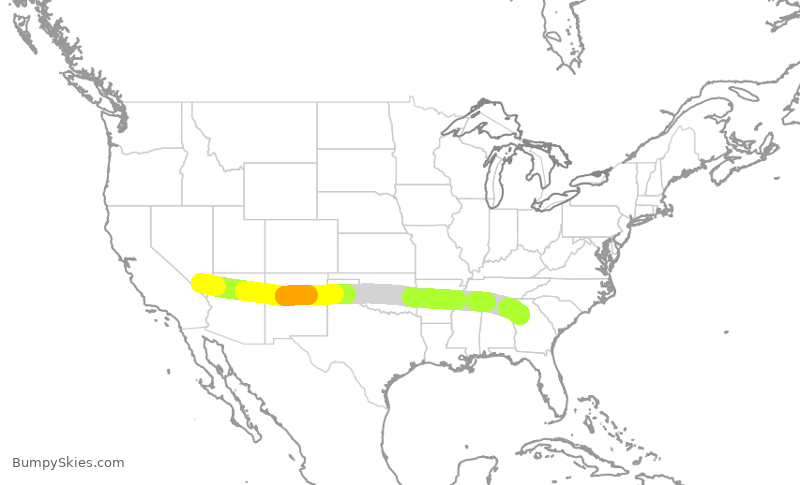 Turbulence forecast map for FFT2428, LAS to ATL