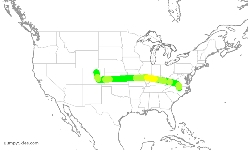 Turbulence forecast map for FFT2440, DEN to RDU