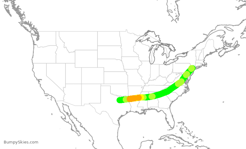 Turbulence forecast map for FFT2472, DFW to EWR