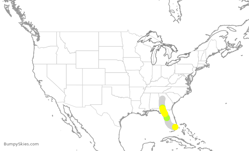 Turbulence forecast map for FFT2484, ATL to MIA