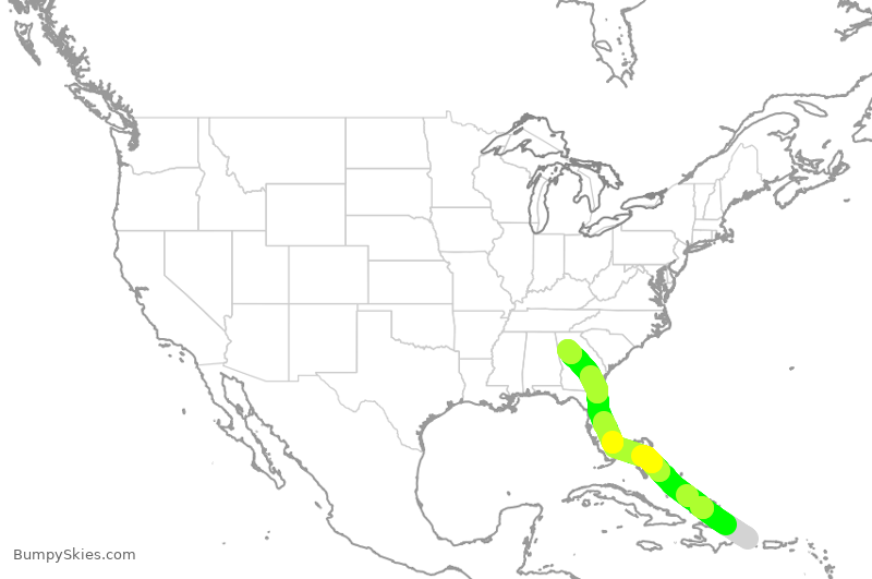 Turbulence forecast map for FFT24, PUJ to ATL