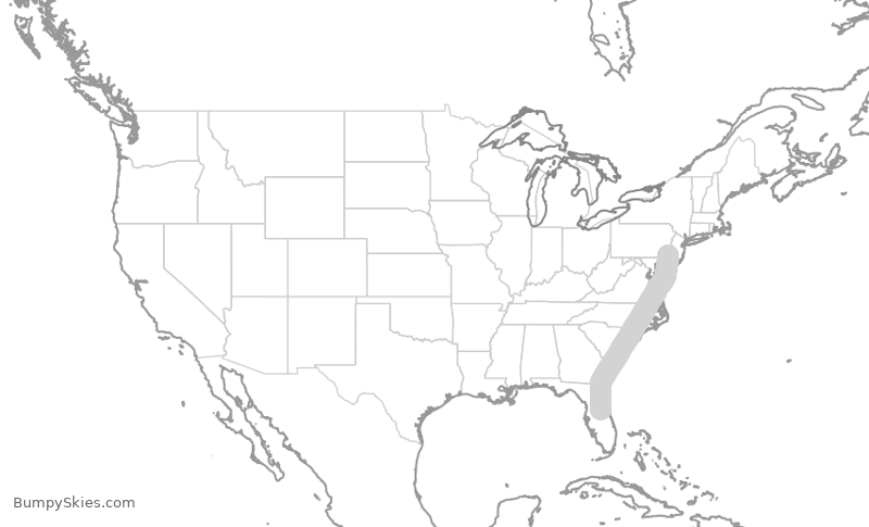Turbulence forecast map for FFT2505, PHL to MCO