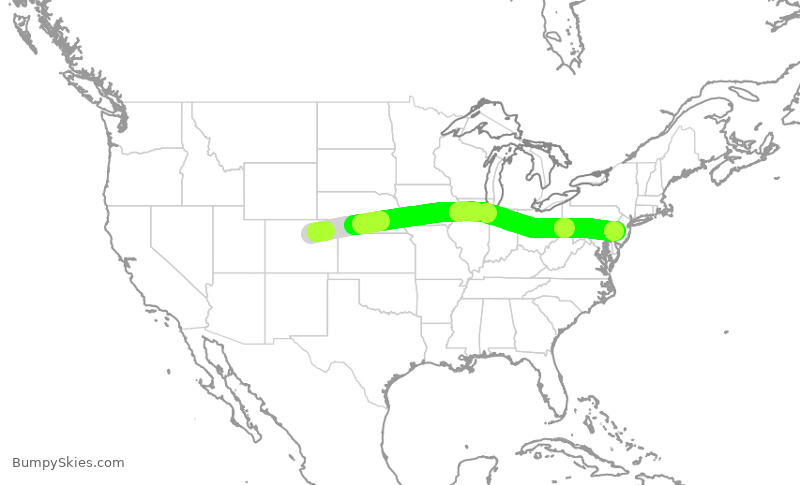 Turbulence forecast map for FFT2514, DEN to PHL
