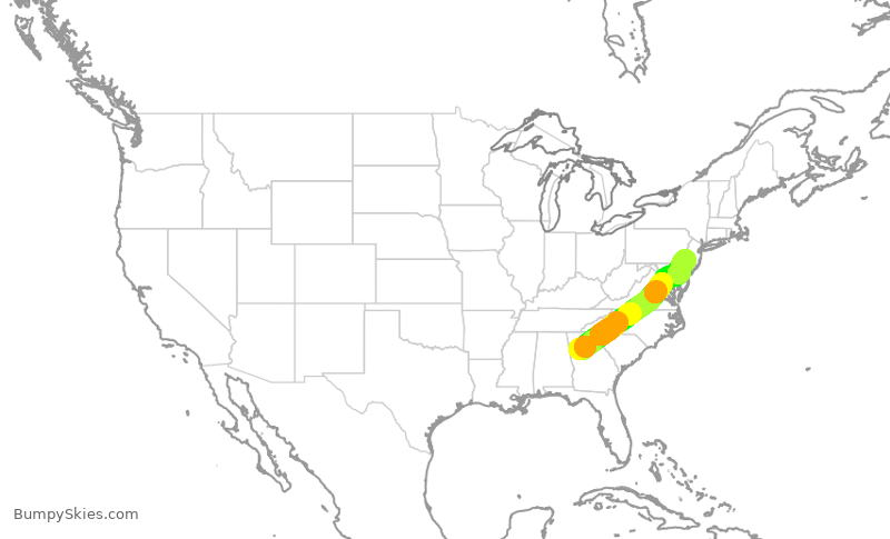 Turbulence forecast map for FFT2552, ATL to PHL