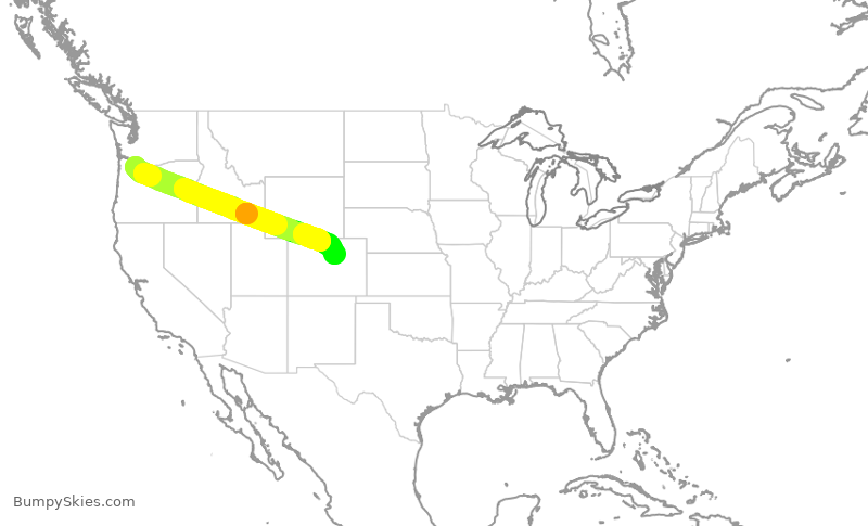 Turbulence forecast map for FFT2554, PDX to DEN