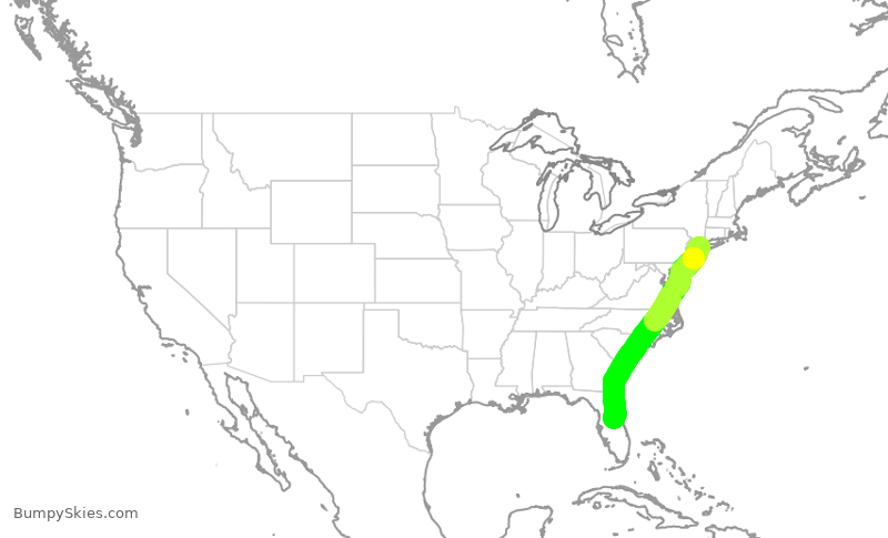 Turbulence forecast map for FFT2615, LGA to MCO