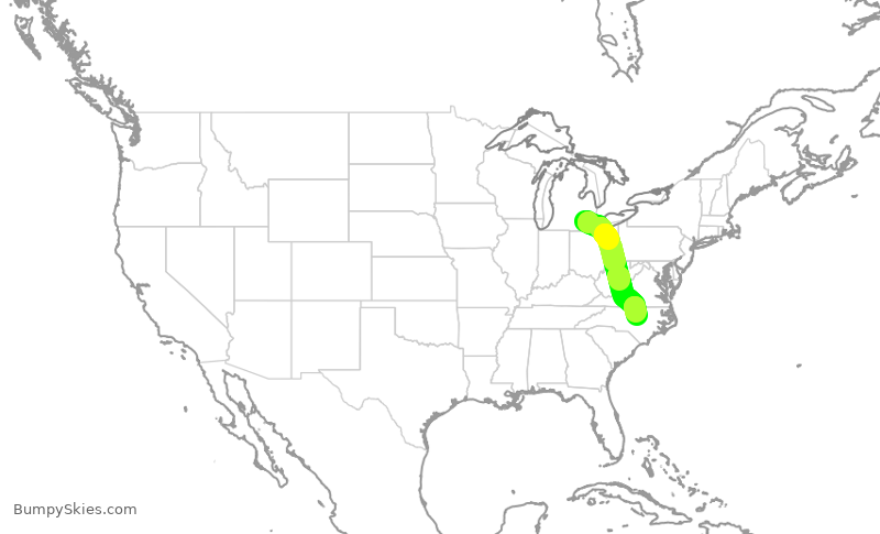 Turbulence forecast map for FFT2640, DTW to RDU