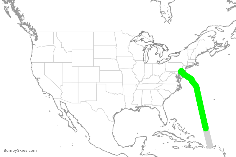 Turbulence forecast map for FFT2695, JSJ to PHL