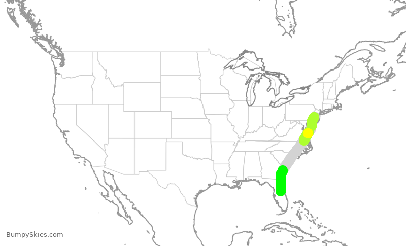 Turbulence forecast map for FFT2741, TTN to MCO