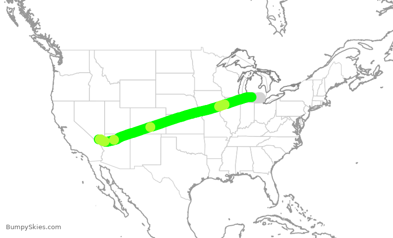Turbulence forecast map for FFT2801, DTW to LAS