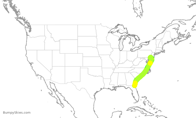 Turbulence forecast map for FFT2816, JAX to PHL