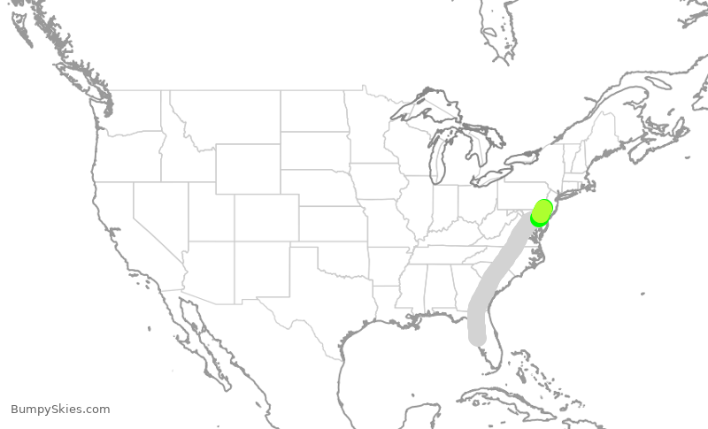 Turbulence forecast map for FFT2836, TPA to PHL