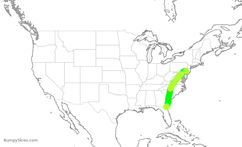 Turbulence forecast map for FFT2861, PHL to JAX