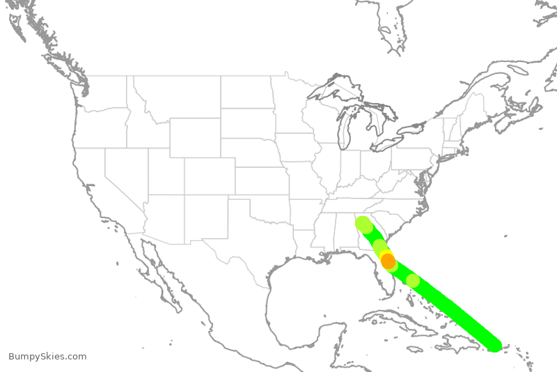 Turbulence forecast map for FFT2871, SJU to ATL