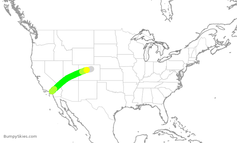 Turbulence forecast map for FFT2907, DEN to ONT