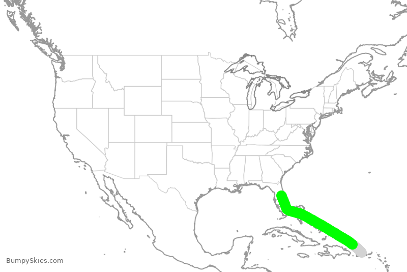Turbulence forecast map for FFT2981, SJU to MCO