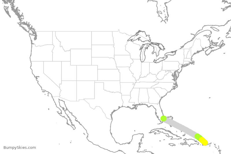 Turbulence forecast map for FFT3017, SJU to FLL