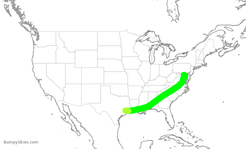 Turbulence forecast map for FFT3068, IAH to BWI