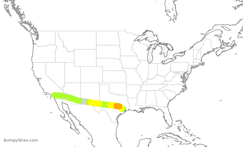Turbulence forecast map for FFT3132, ONT to IAH