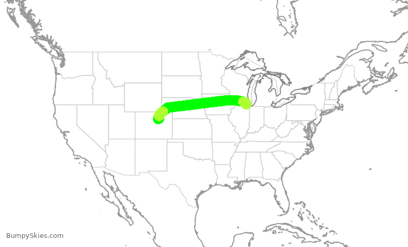 Turbulence forecast map for FFT3174, DEN to ORD