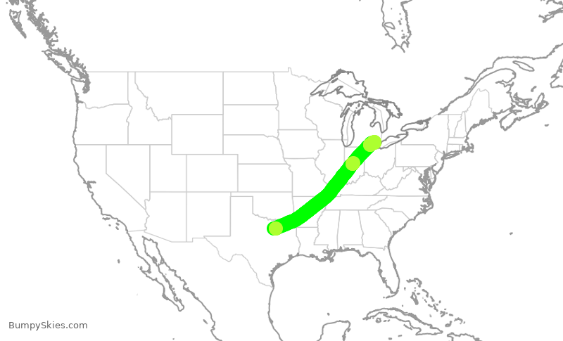 Turbulence forecast map for FFT3178, DFW to DTW