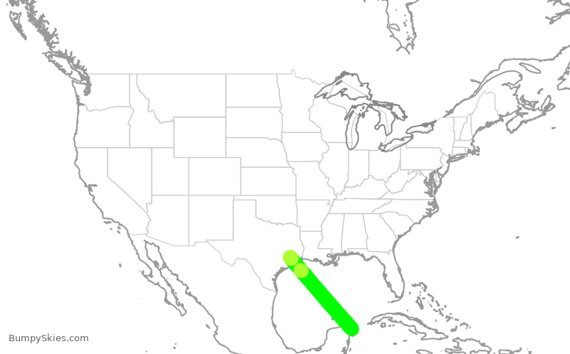Turbulence forecast map for FFT317, CUN to IAH