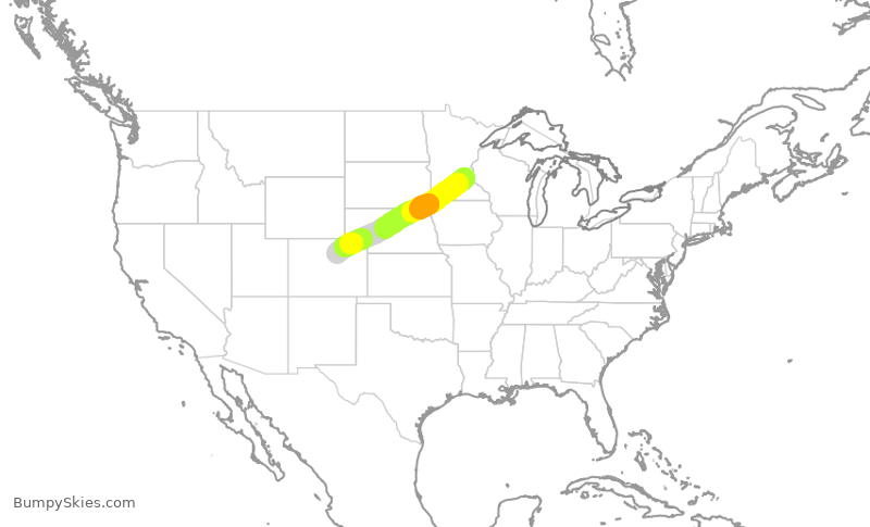Turbulence forecast map for FFT3199, MSP to DEN