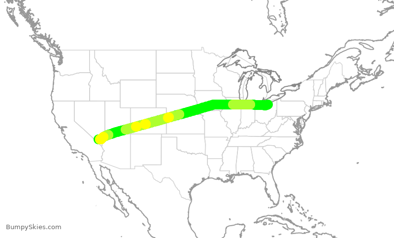 Turbulence forecast map for FFT3231, CLE to LAS